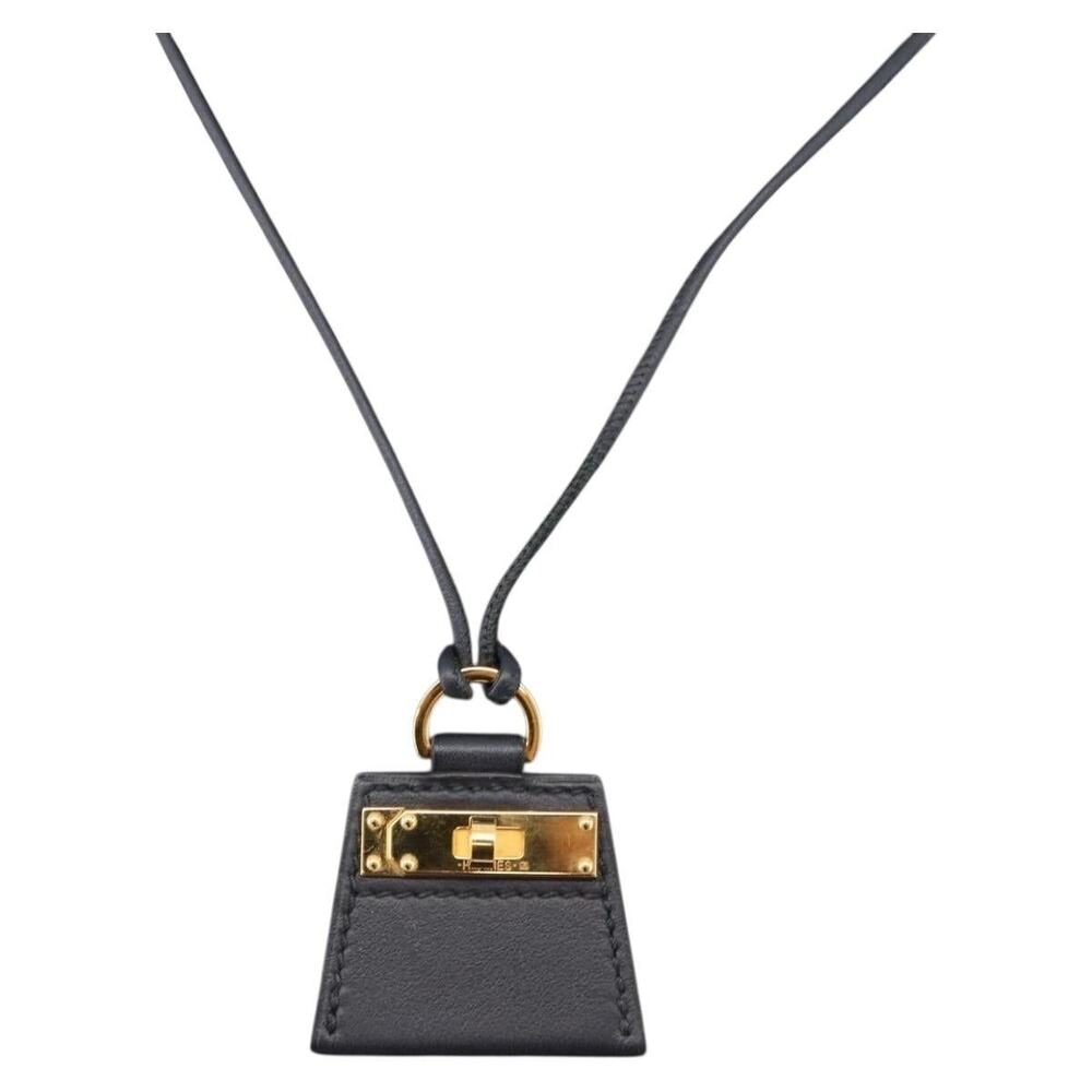 Hermes Mon Petit Kelly PM Necklace Leather Black